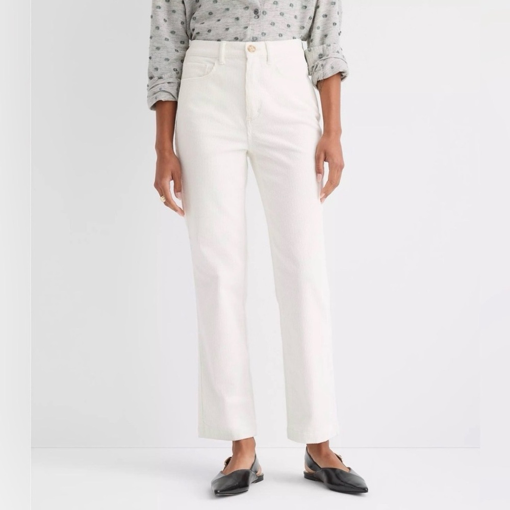 LOFT cream/white straight leg corduroy pants, size 10